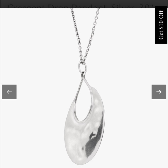 Silver Crescent Drop Pendant Necklace - Picture 2 of 7